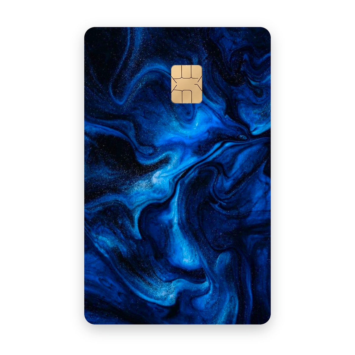 Blue Liquid card sticker on a bank card