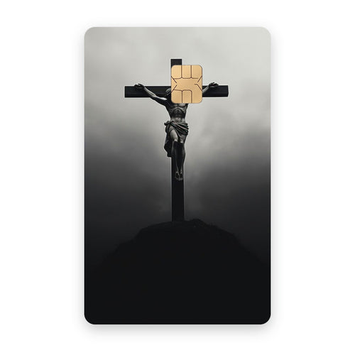 Cross of Solitude card sticker on a bank card