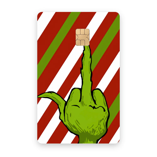 Grinch card sticker on a bank card