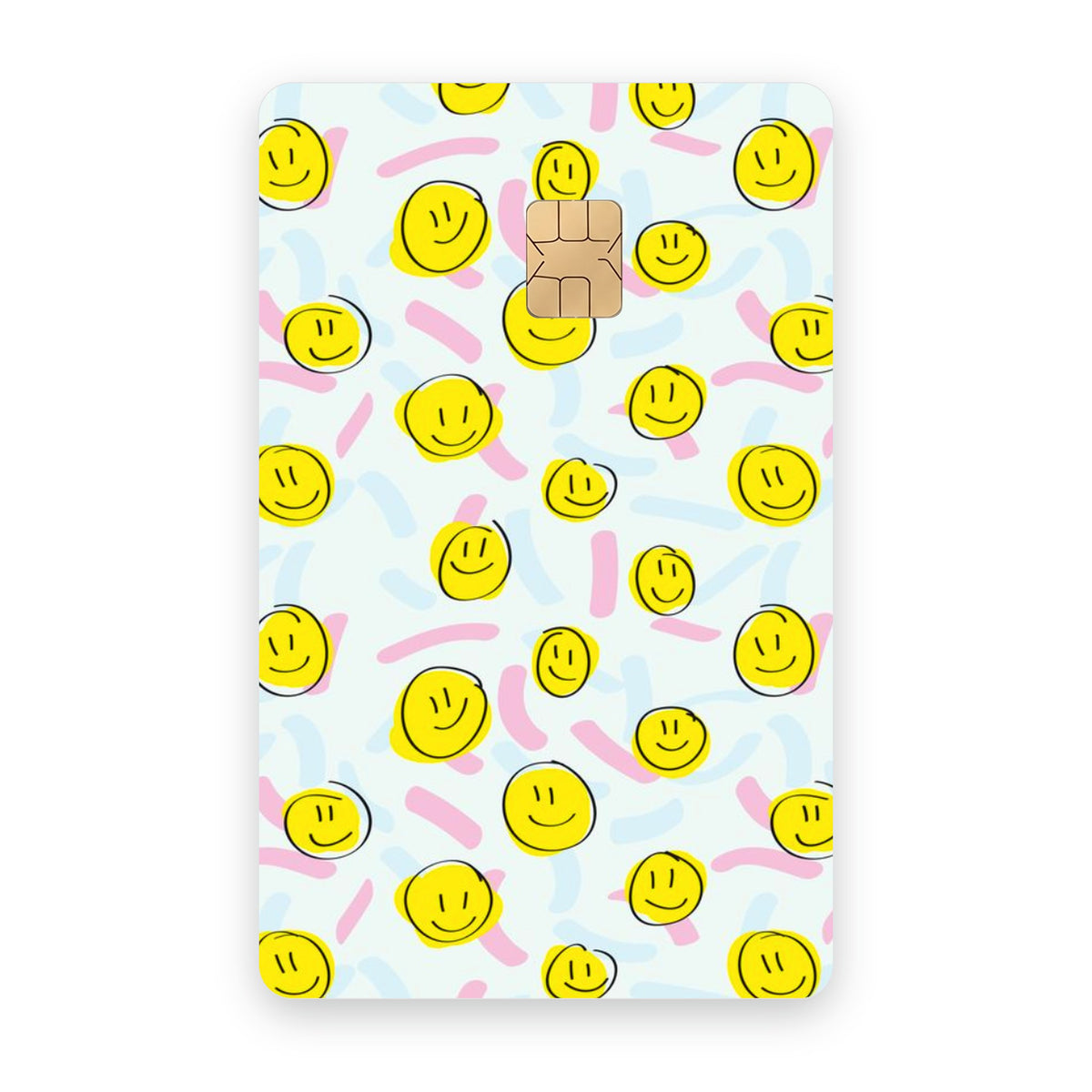 Happy Faces card sticker on a bank card