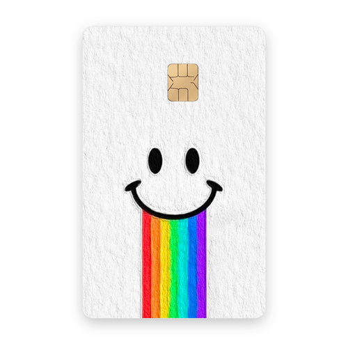 Happy Rainbow card sticker on a bank card