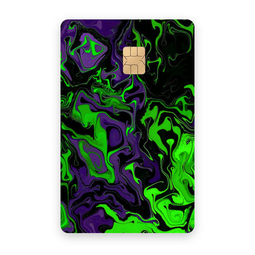 Neon Green card sticker on a bank card