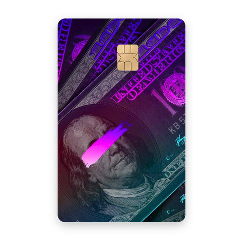 Neon Money card sticker on a bank card