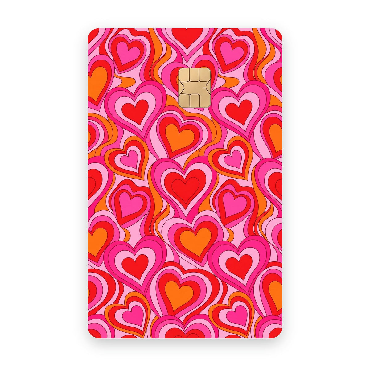 Retro Hearts card sticker on a card