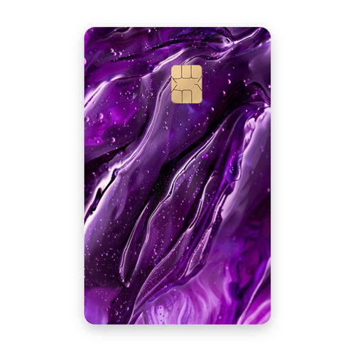 Purple card sticker on a bank card