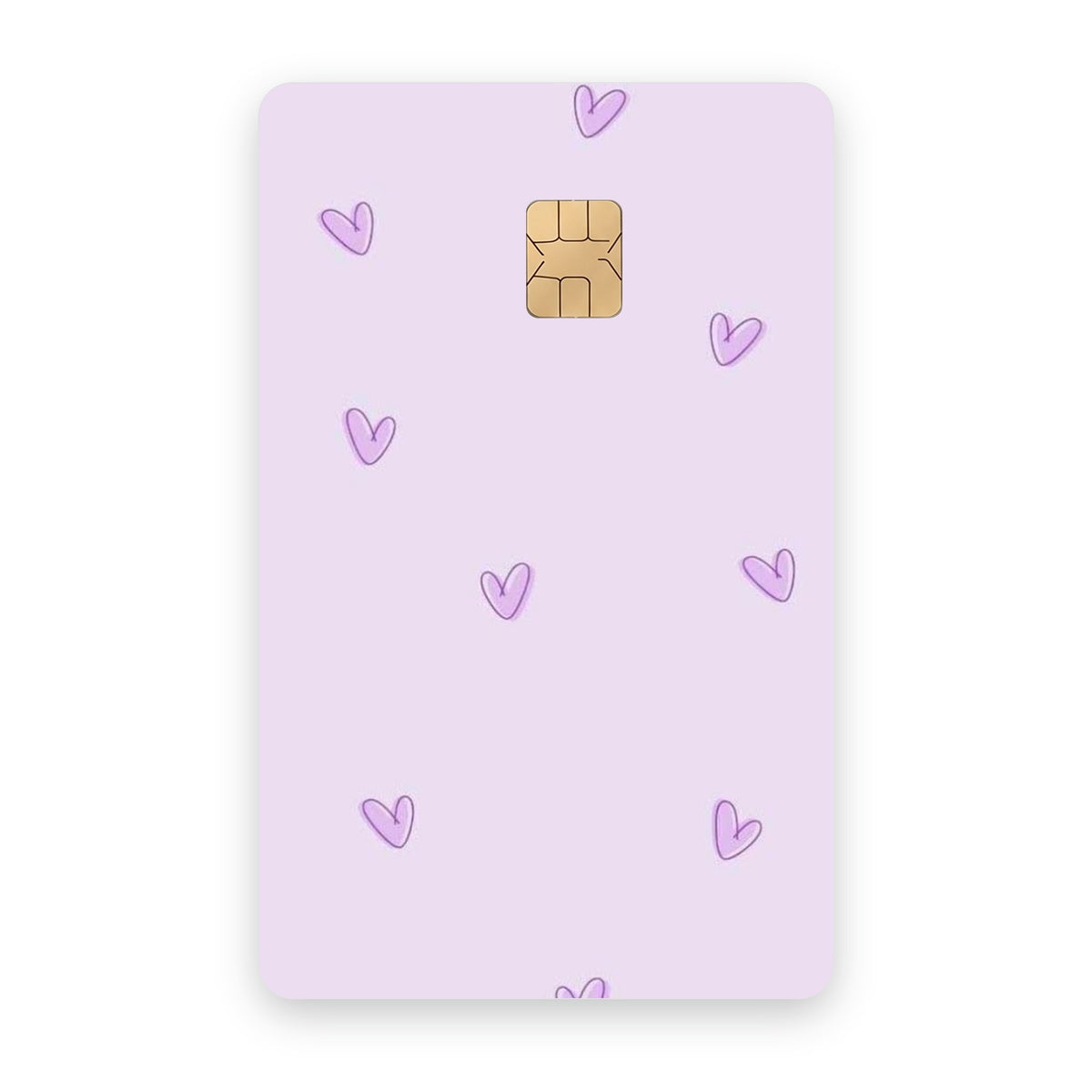 Purple Love card sticker on a bank card