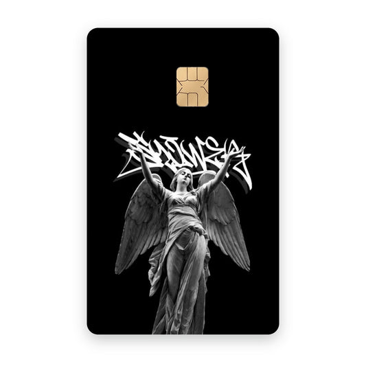 Angel card sticker on a bank card