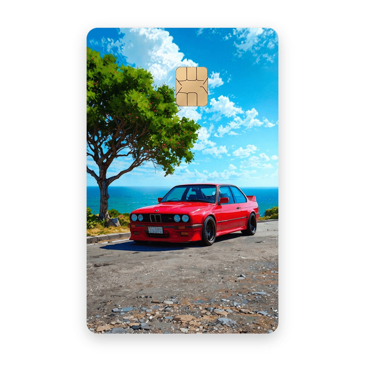 Coastal Classic car card sticker on a bank card