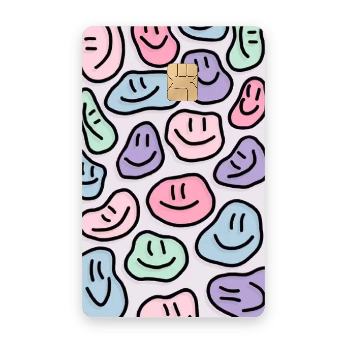 Happy Faces card sticker on a bank card