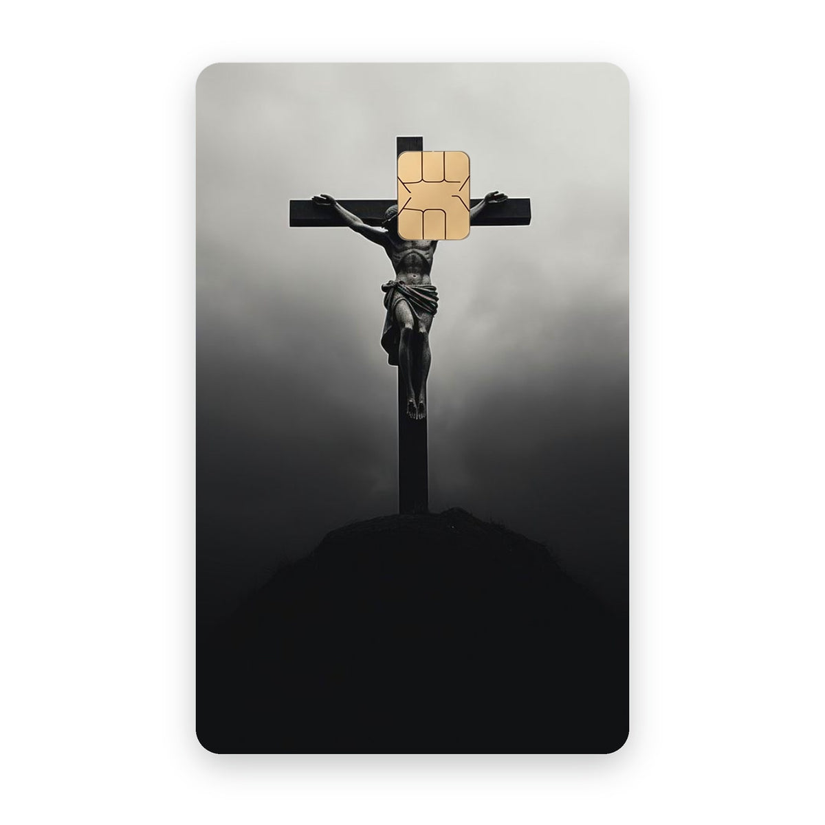 Cross of Solitude card sticker on a bank card