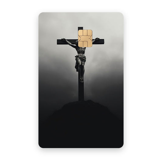 Cross of Solitude card sticker on a bank card
