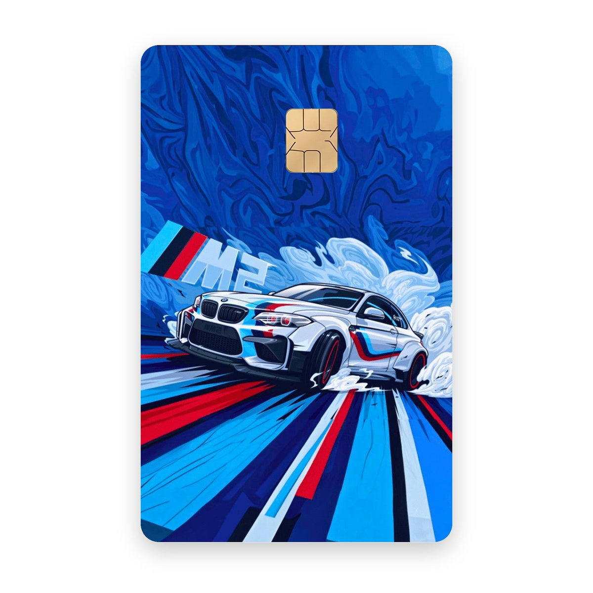 Drift Stripes car card sticker on a bank card