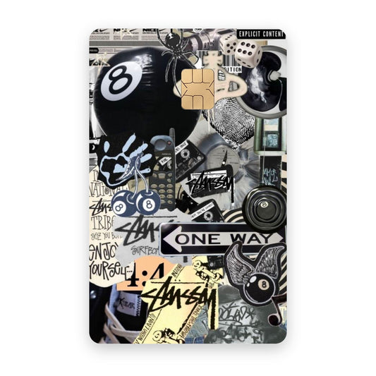 Eightball Popart card sticker on a bank card