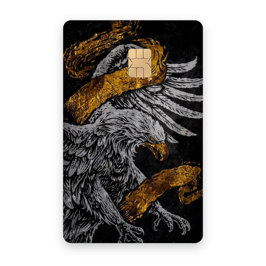 Golden Majesty card sticker on a bank card