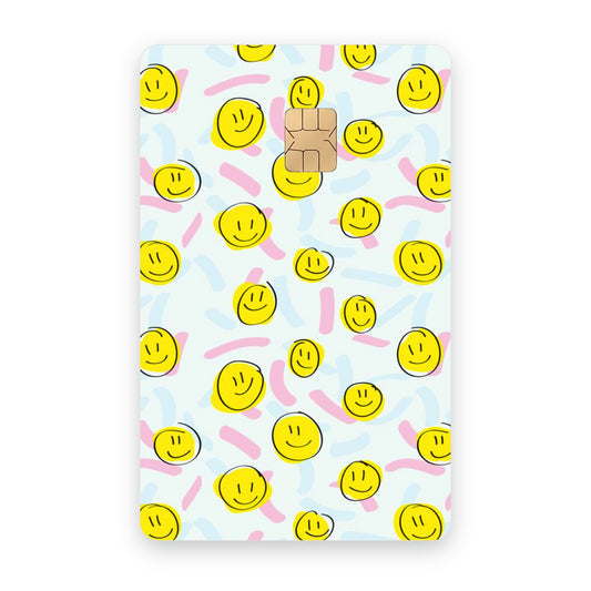 Happy Faces card sticker on a bank card