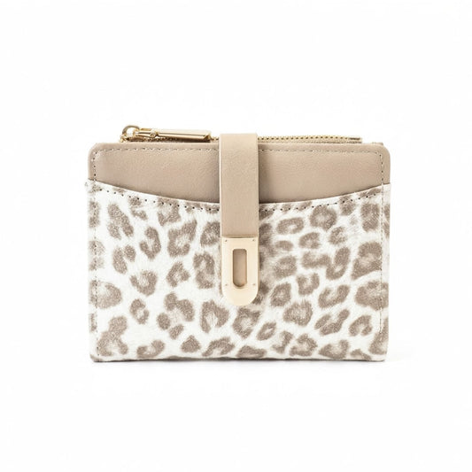 Leopard Wallet in Grey, front