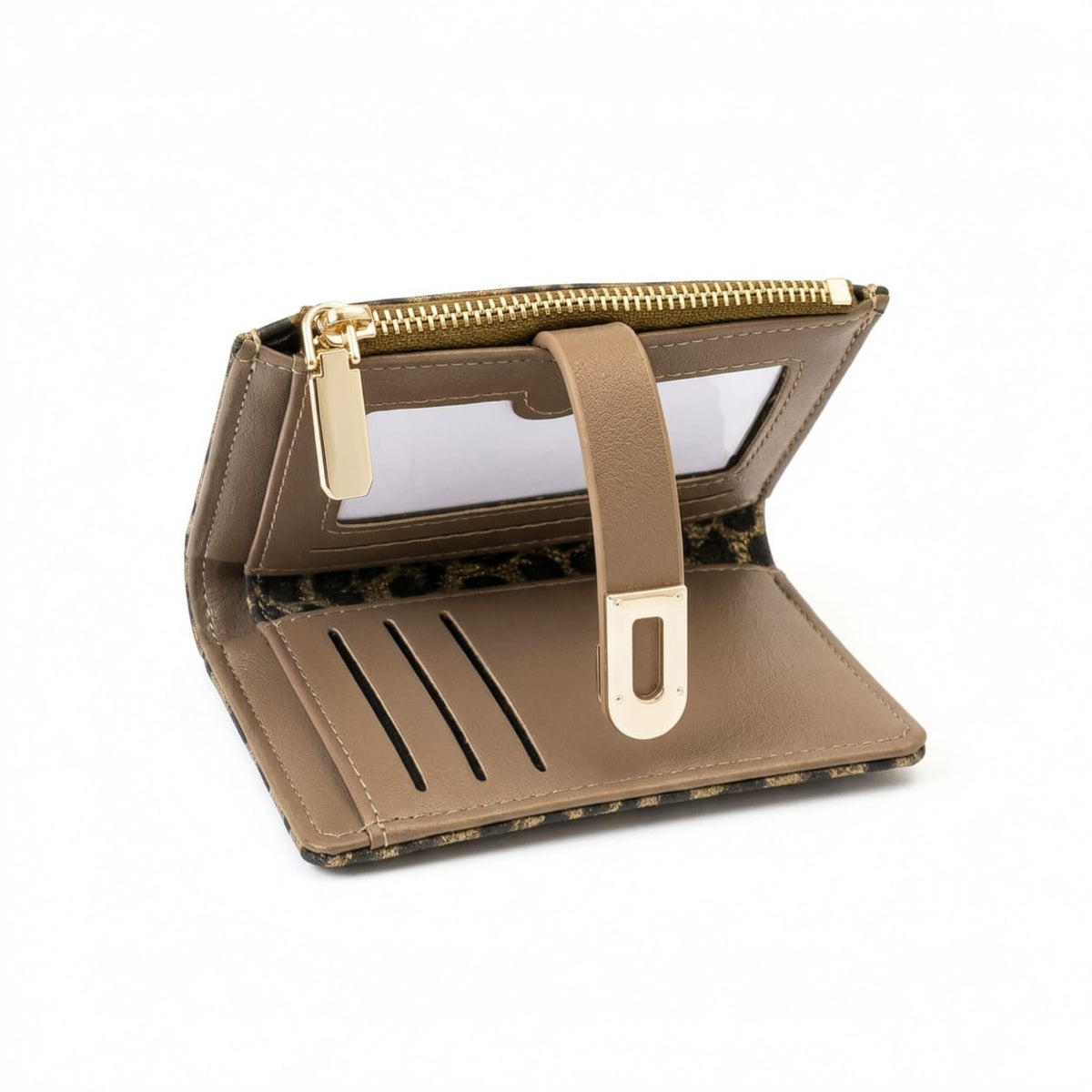 Leopard Wallet in Brown, open interior