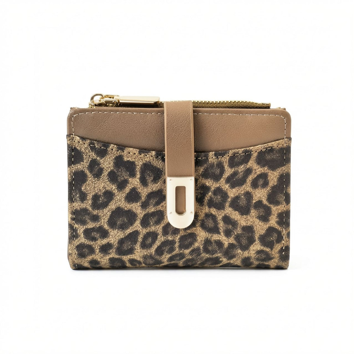 Leopard Wallet in Brown, front