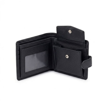 Bifold Wallet in Black, open interior