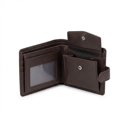 Bifold Wallet in Brown, open interior