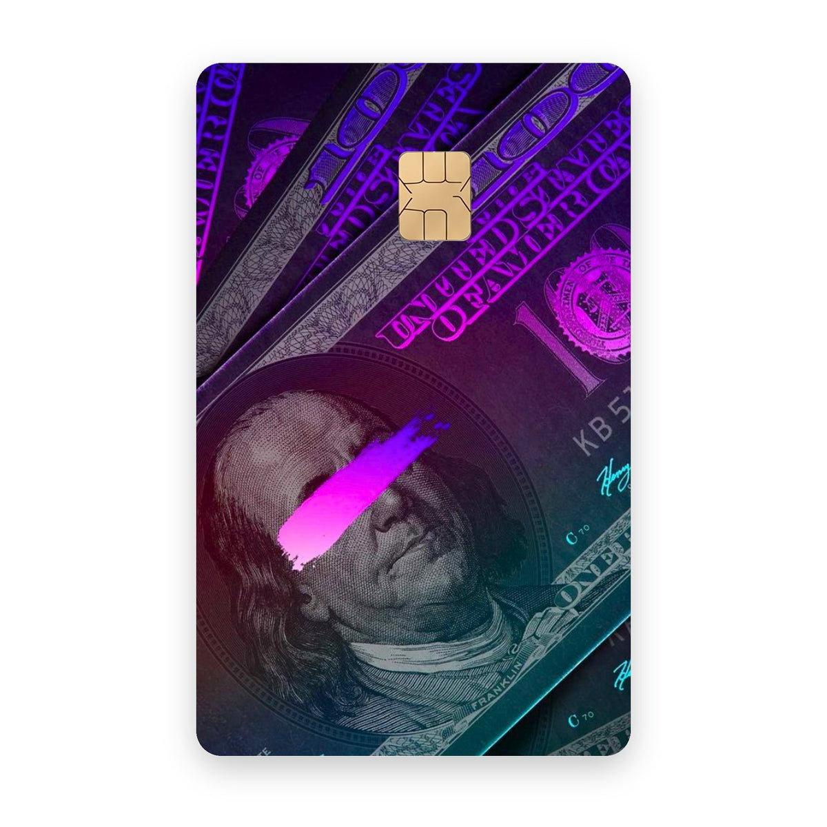 Neon Money card sticker on a bank card