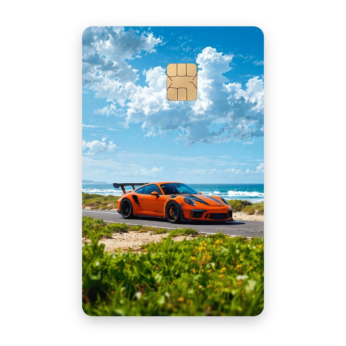 Ocean Drive car card sticker on a bank card
