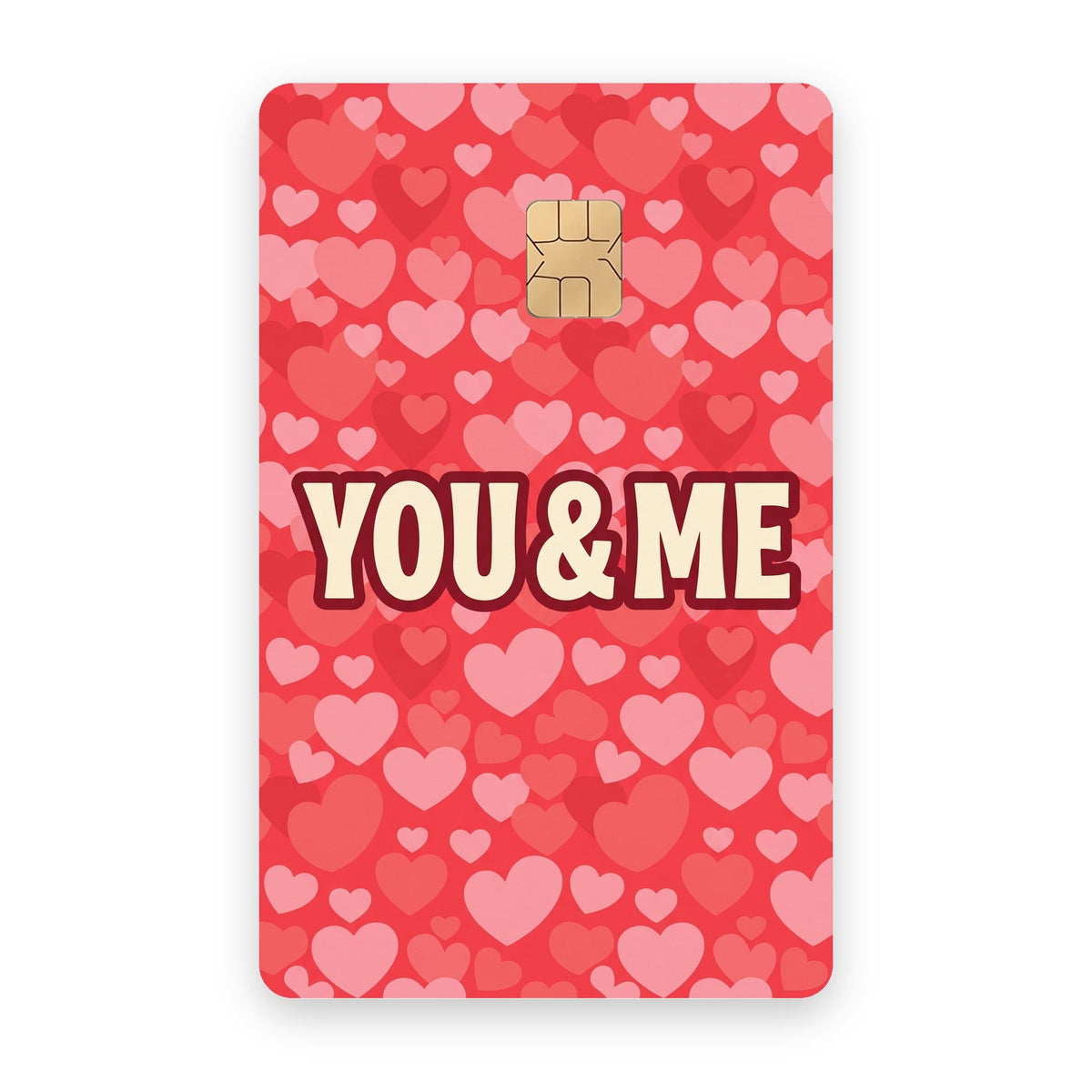 You & Me card sticker on a card