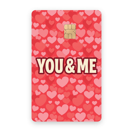 You & Me card sticker on a card