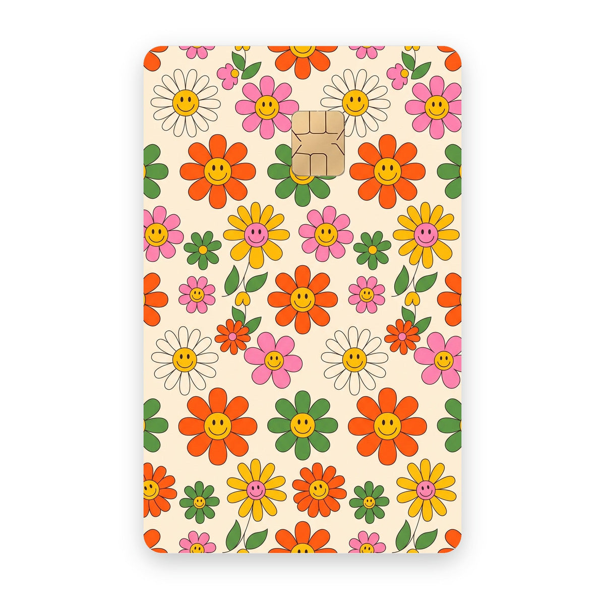 Happy Flowers card sticker on a card