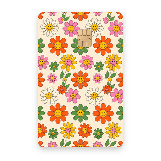 Happy Flowers card sticker on a card