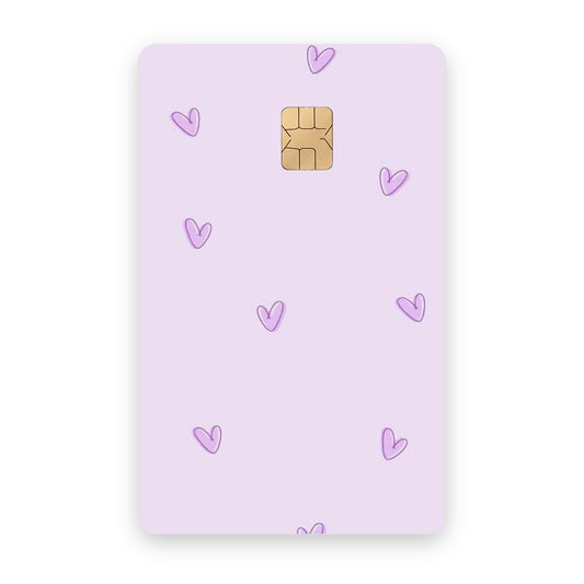 Purple Love card sticker on a bank card