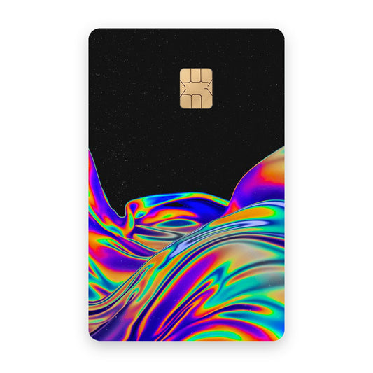 Rainbow Galaxy card sticker on a bank card