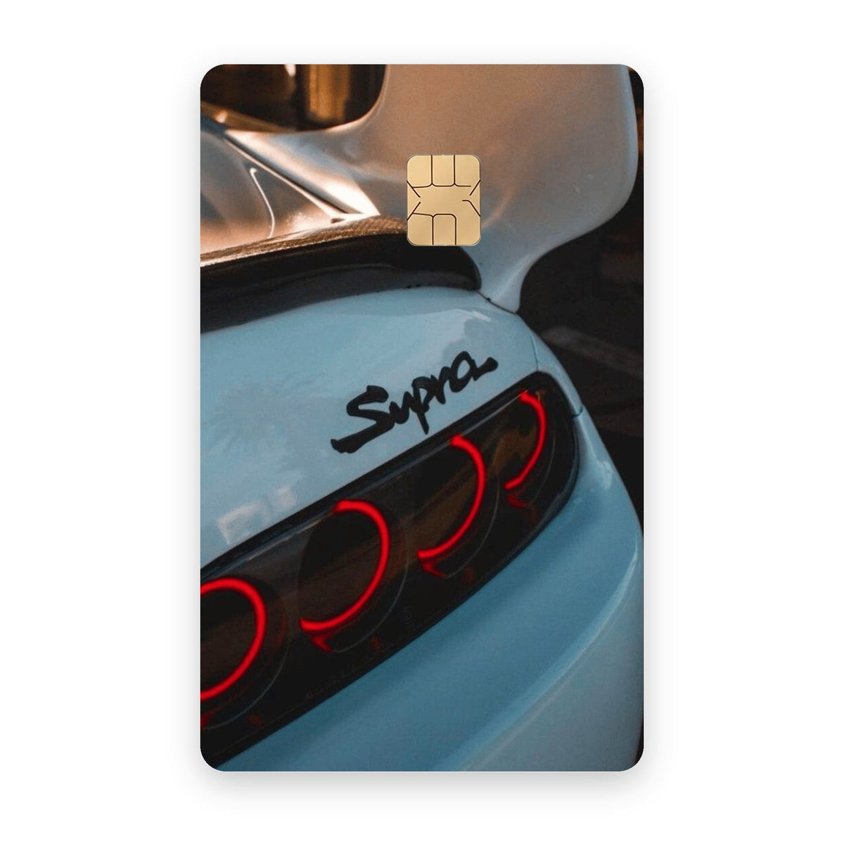 Red Taillights car card sticker on a bank card
