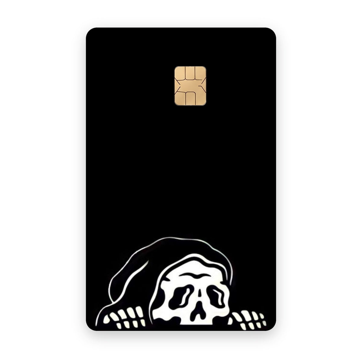 Skeleton card sticker on a bank card