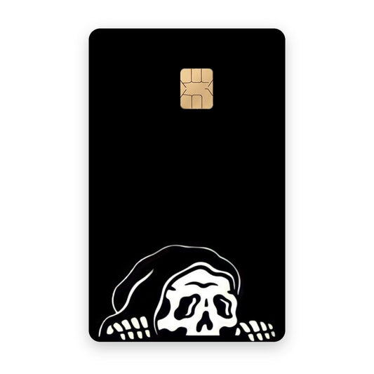 Skeleton card sticker on a bank card