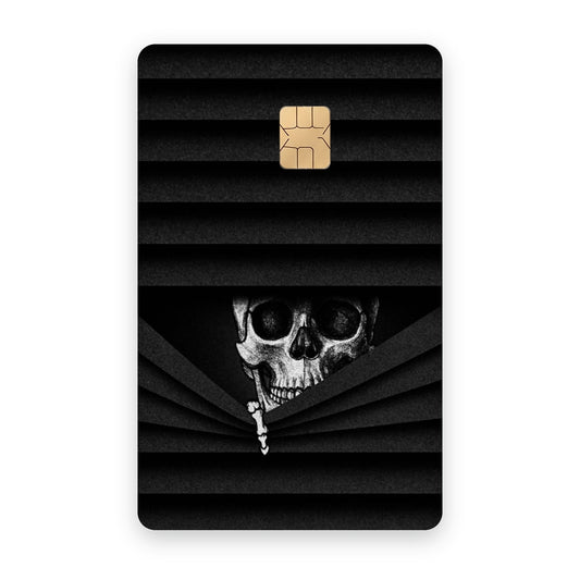 Stalking Skeleton card sticker on a bank card