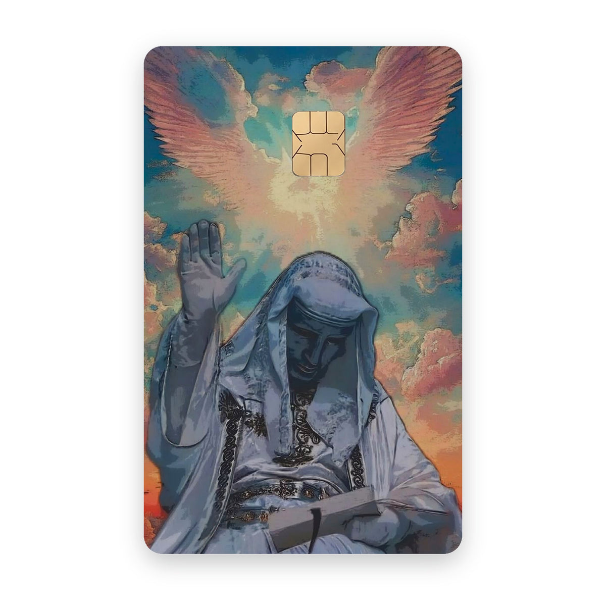 Skyward Serenity card sticker on a bank card