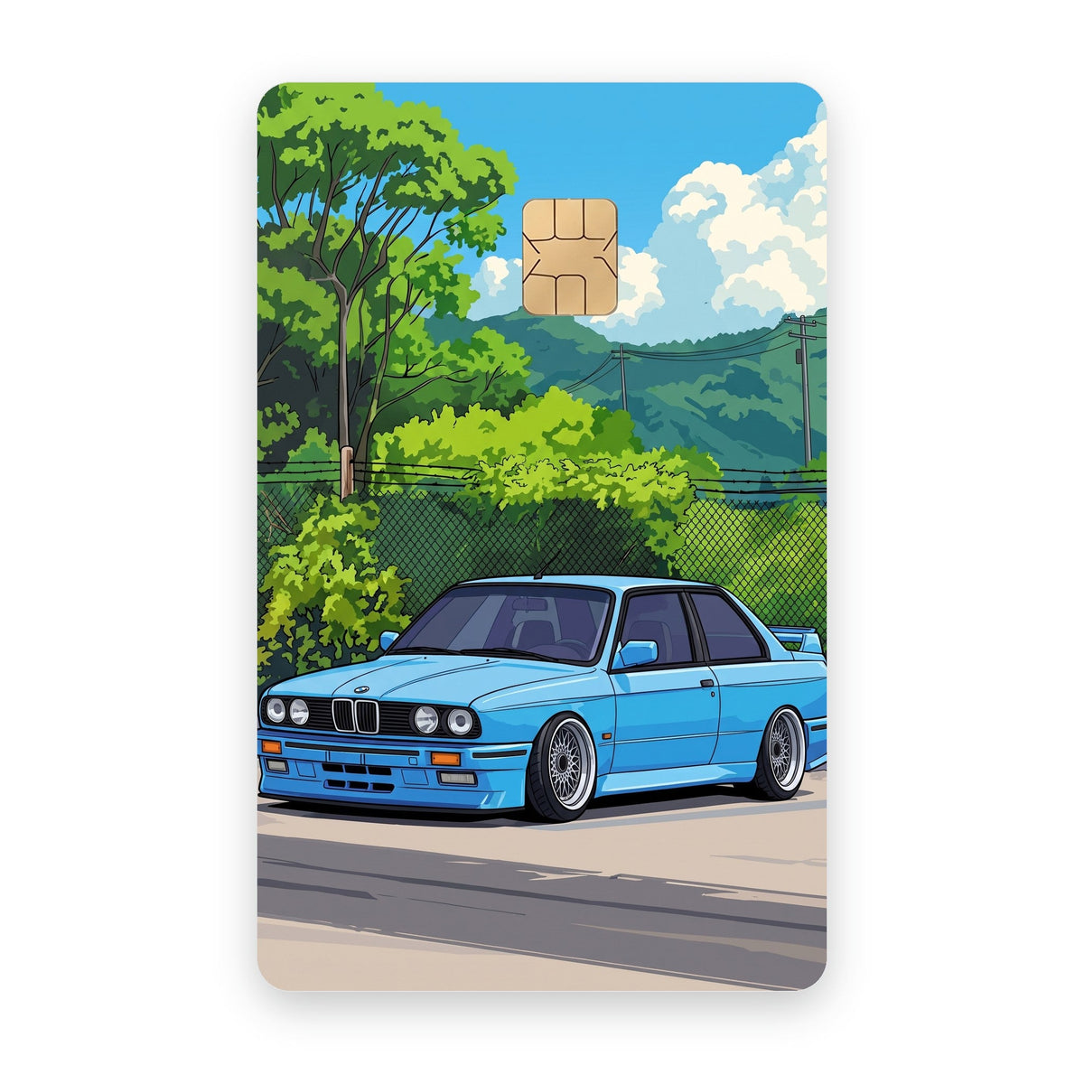 Summer Cruise car card sticker on a bank card
