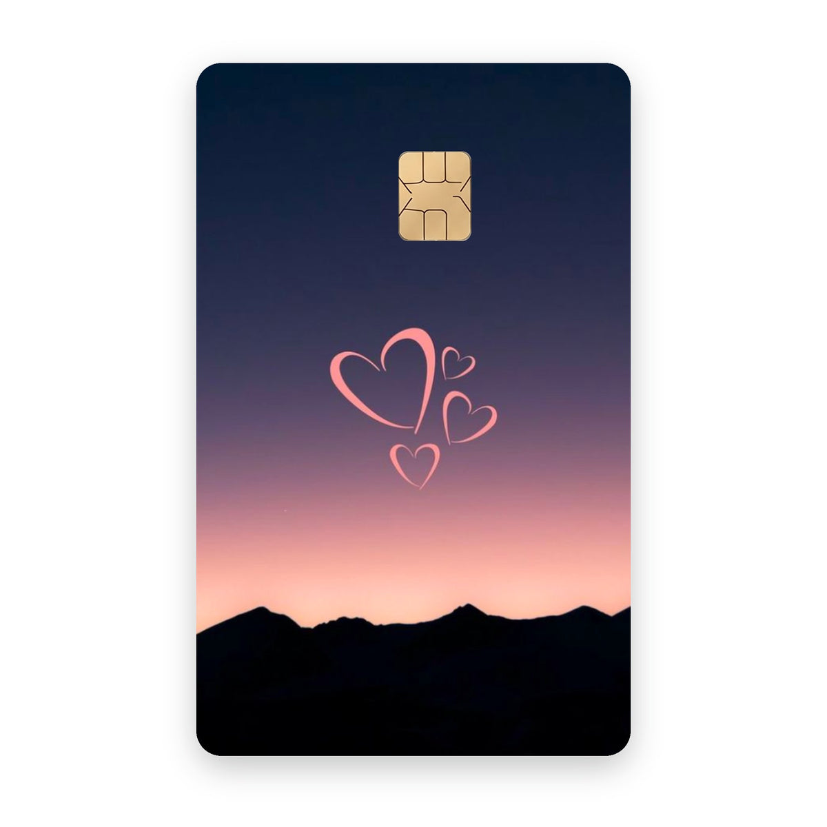 Sunset Heart card sticker on a bank card