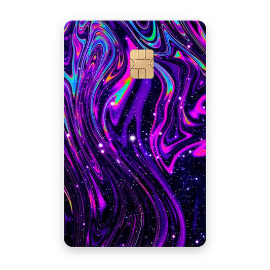 Trippy Purple card sticker on a bank card
