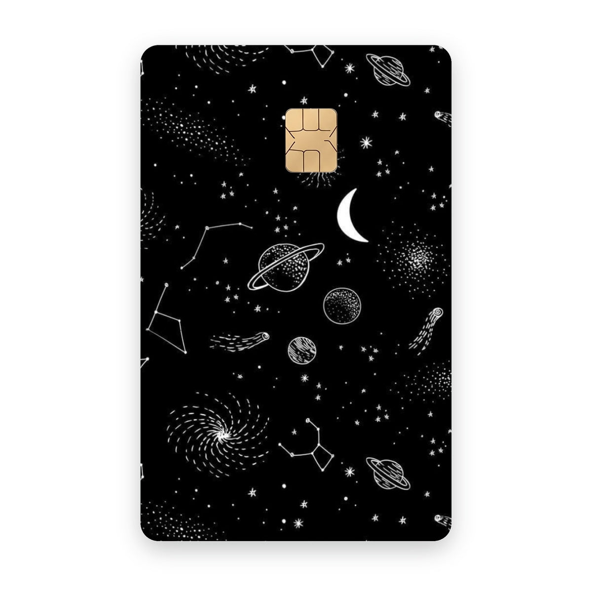 Universe card sticker on a bank card