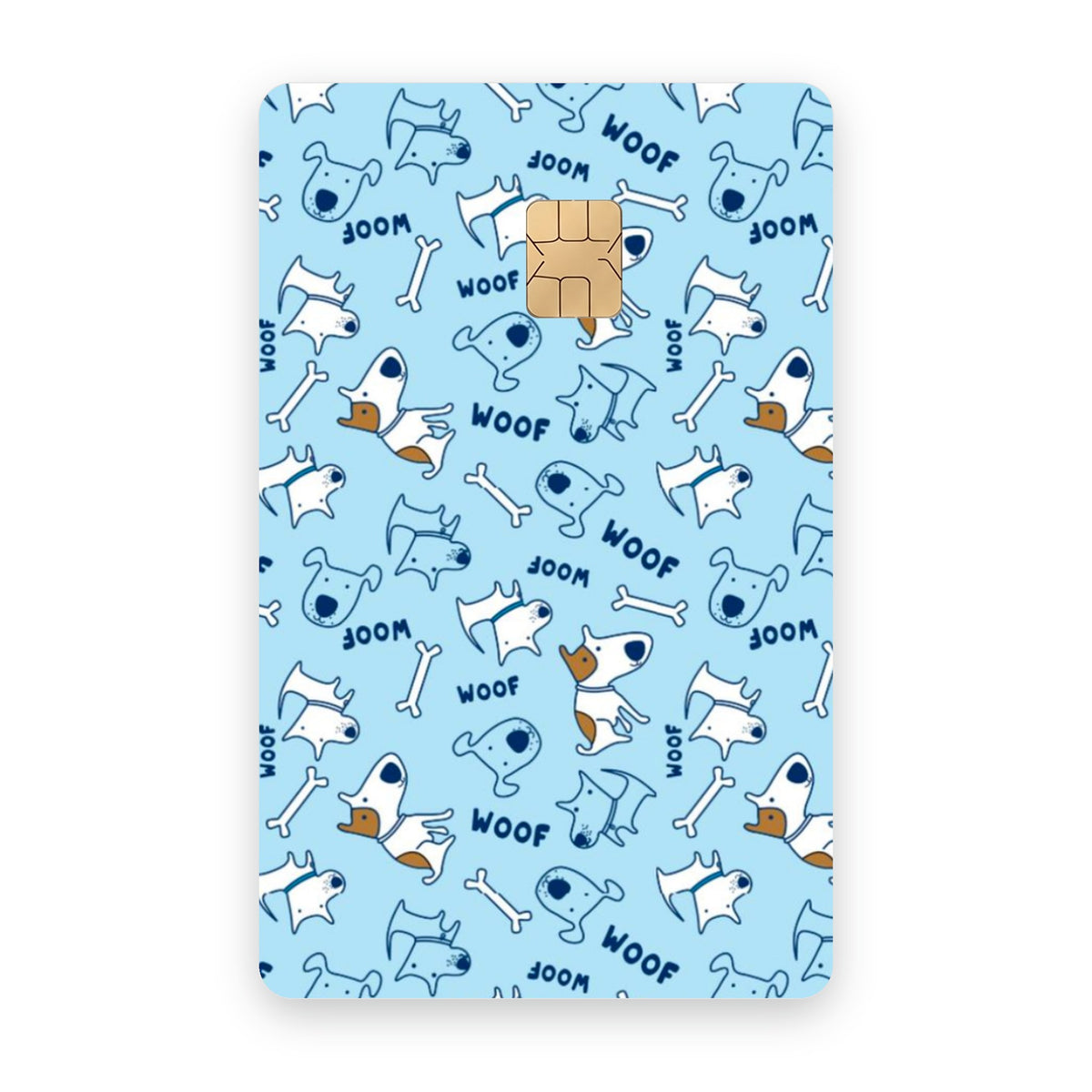 Woof! card sticker on a bank card