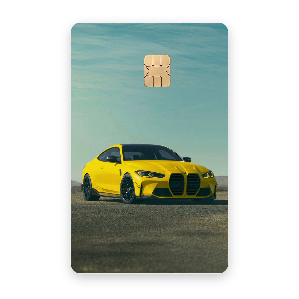 Yellow Storm car card sticker on a bank card