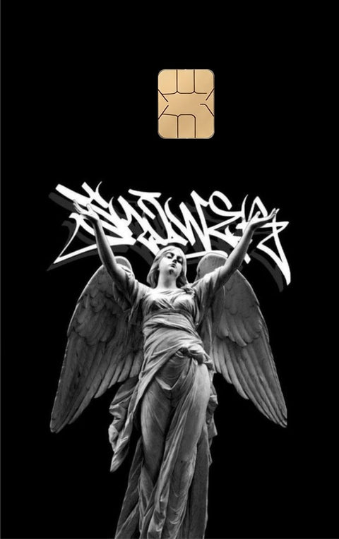 Angel card sticker on a bank card