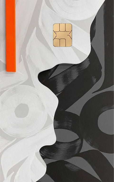 Black and White card sticker on a bank card
