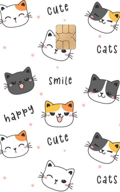 Happy Cats card sticker on a bank card