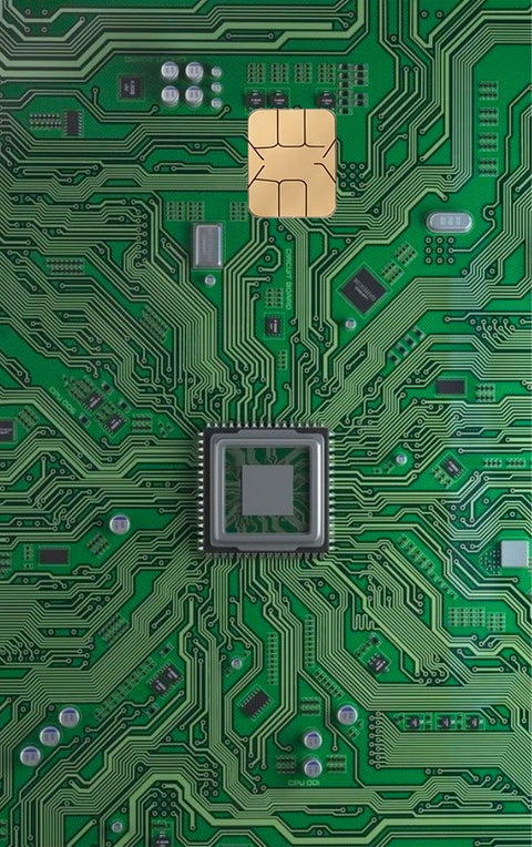 Computer Chip card sticker on a bank card