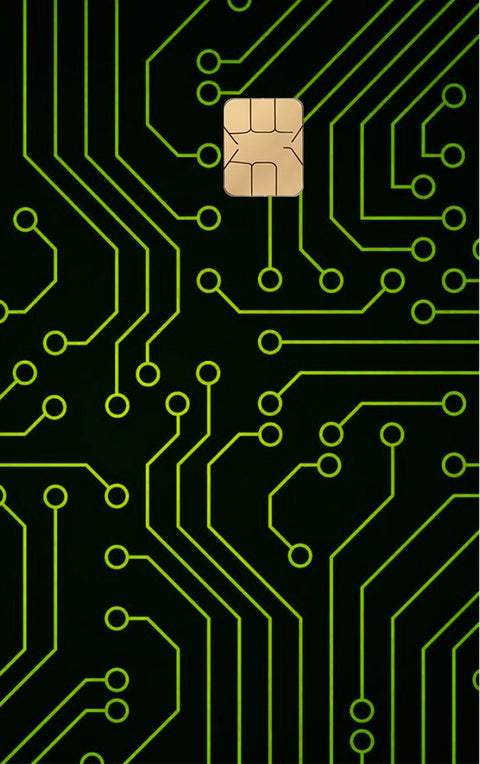 Computer card sticker on a bank card
