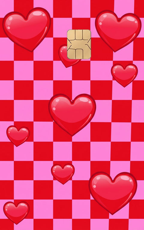 Checker Hearts card sticker design
