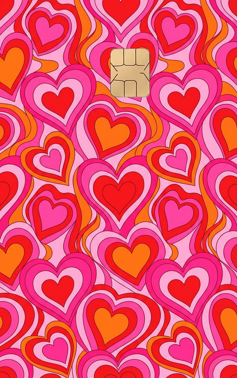 Retro Hearts card sticker design